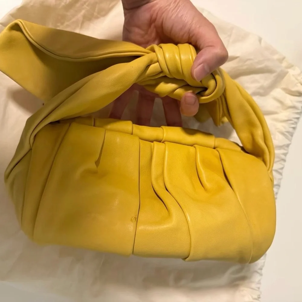 Rejina Pyo Mustard Yellow Gathered Top-Handle Clutch